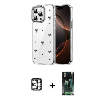 MARSİLYAN™- iPhone 16 Pro Max Kılıf Yörünge Form - Siyah 360 Mat Full Body Arka Koruyucu + PVD Metal Kamera Lens - GS