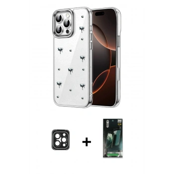 MARSİLYAN™- iPhone 16 Pro Max Kılıf Yörünge Form - Siyah 360 Mat Full Body Arka Koruyucu + PVD Metal Kamera Lens - SH