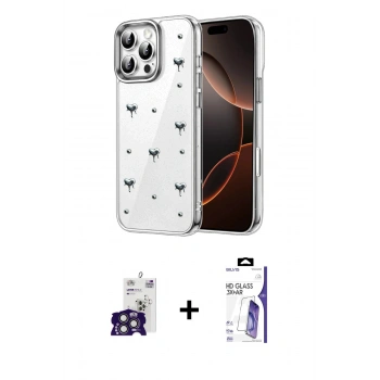 MARSİLYAN™- iPhone 16 Pro Max Kılıf Yörünge Form - Siyah Bilvis 3X AR HD Cam Ekran Koruyucu + Bilvis Titan Kamera Lens - TMGI