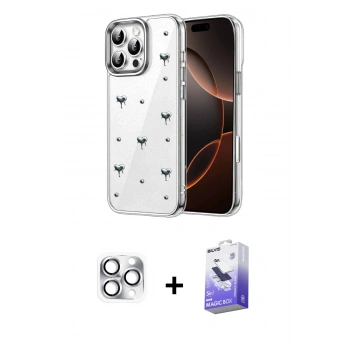 MARSİLYAN™- iPhone 16 Pro Max Kılıf Yörünge Form - Siyah Bilvis 5in1 5D Magic Hayalet Cam Ekran Koruyucu + Pers Alüminyum Kamera Lens - GS