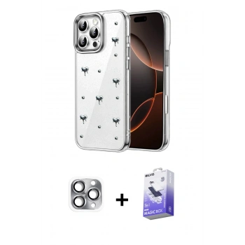 MARSİLYAN™- iPhone 16 Pro Max Kılıf Yörünge Form - Siyah Bilvis 5in1 5D Magic Hayalet Cam Ekran Koruyucu + Pers Alüminyum Kamera Lens - GI