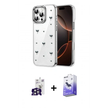 MARSİLYAN™- iPhone 16 Pro Max Kılıf Yörünge Form - Siyah Bilvis 5in1 5D Magic Hayalet Cam Ekran Koruyucu + Bilvis Titan Kamera Lens - TMGI