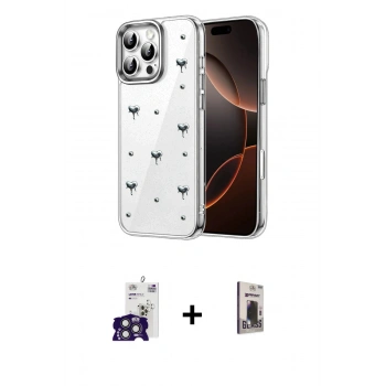 MARSİLYAN™- iPhone 16 Pro Max Kılıf Yörünge Form - Siyah Bilvis Hayalet Cam Ekran Koruyucu + Bilvis Titan Kamera Lens - TMGI