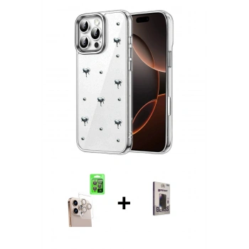 MARSİLYAN™- iPhone 16 Pro Max Kılıf Yörünge Form - Siyah Bilvis Hayalet Cam Ekran Koruyucu + Raze Metal Kamera Lens - NLGY