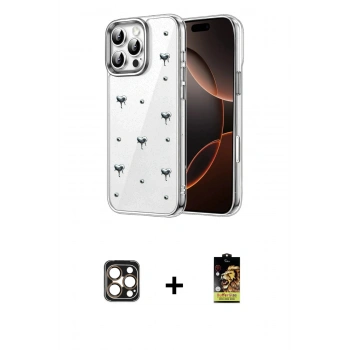 MARSİLYAN™- iPhone 16 Pro Max Kılıf Yörünge Form - Siyah Buffer Cam Ekran Koruyucu + PVD Metal Kamera Lens - GD