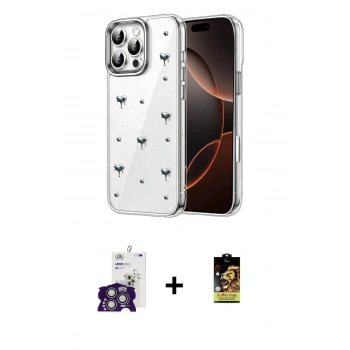 MARSİLYAN™- iPhone 16 Pro Max Kılıf Yörünge Form - Siyah Buffer Cam Ekran Koruyucu + Bilvis Titan Kamera Lens - GS
