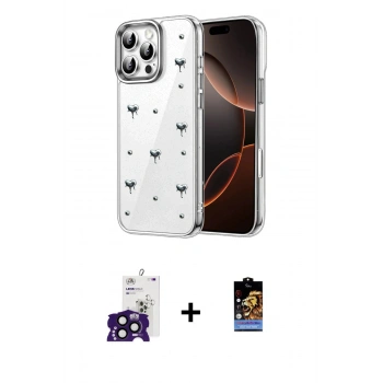 MARSİLYAN™- iPhone 16 Pro Max Kılıf Yörünge Form - Siyah Buffer Hayalet Cam Ekran Koruyucu + Bilvis Titan Kamera Lens - SH