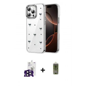 MARSİLYAN™- iPhone 16 Pro Max Kılıf Yörünge Form - Siyah Joko Magic 5D Hayalet Cam + Bilvis Titan Kamera Lens - SH