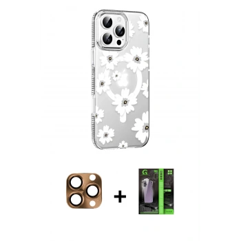 MARSİLYAN™- iPhone 16 Pro Max Kılıf Yörünge Işık Prime - Şeffaf 360 Full Body Arka Koruyucu + Pers Alüminyum Kamera Lens - CLTM