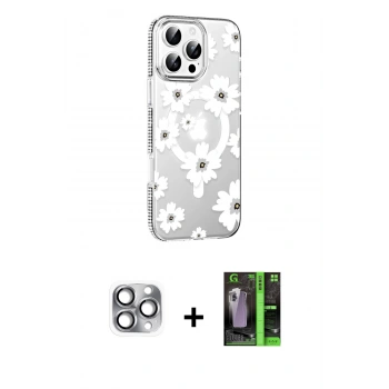 MARSİLYAN™- iPhone 16 Pro Max Kılıf Yörünge Işık Prime - Şeffaf 360 Full Body Arka Koruyucu + Pers Alüminyum Kamera Lens - GI