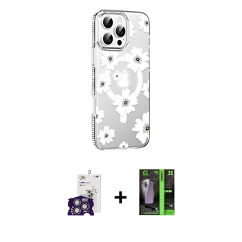 MARSİLYAN™- iPhone 16 Pro Max Kılıf Yörünge Işık Prime - Şeffaf 360 Full Body Arka Koruyucu + Bilvis Titan Kamera Lens - GS