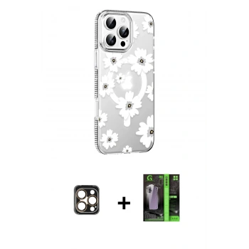 MARSİLYAN™- iPhone 16 Pro Max Kılıf Yörünge Işık Prime - Şeffaf 360 Full Body Arka Koruyucu + PVD Metal Kamera Lens - GD