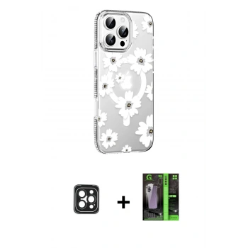 MARSİLYAN™- iPhone 16 Pro Max Kılıf Yörünge Işık Prime - Şeffaf 360 Full Body Arka Koruyucu + PVD Metal Kamera Lens - SH