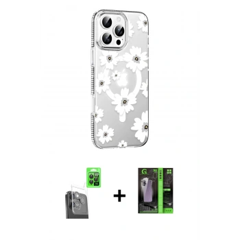 MARSİLYAN™- iPhone 16 Pro Max Kılıf Yörünge Işık Prime - Şeffaf 360 Full Body Arka Koruyucu + Raze Metal Kamera Lens - SH