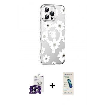 MARSİLYAN™- iPhone 16 Pro Max Kılıf Yörünge Işık Prime - Şeffaf Pasifik Cam Ekran Koruyucu + Bilvis Titan Kamera Lens - SH