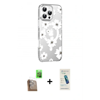MARSİLYAN™- iPhone 16 Pro Max Kılıf Yörünge Işık Prime - Şeffaf Pasifik Cam Ekran Koruyucu + Raze Metal Kamera Lens - CLTM