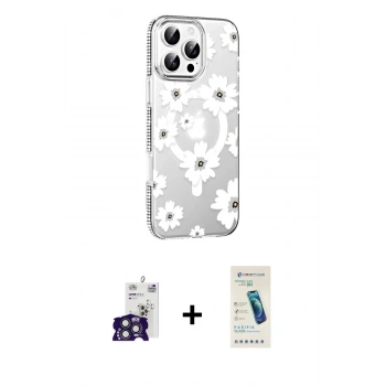 MARSİLYAN™- iPhone 16 Pro Max Kılıf Yörünge Işık Prime - Şeffaf Pasifik Cam Ekran Koruyucu + Bilvis Titan Kamera Lens - TMGI