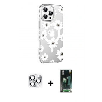 MARSİLYAN™- iPhone 16 Pro Max Kılıf Yörünge Işık Prime - Siyah 360 Mat Full Body Arka Koruyucu + Pers Alüminyum Kamera Lens - GS