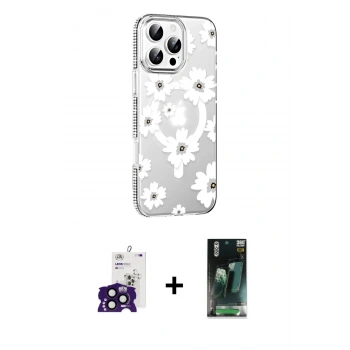 MARSİLYAN™- iPhone 16 Pro Max Kılıf Yörünge Işık Prime - Siyah 360 Mat Full Body Arka Koruyucu + Bilvis Titan Kamera Lens - SH