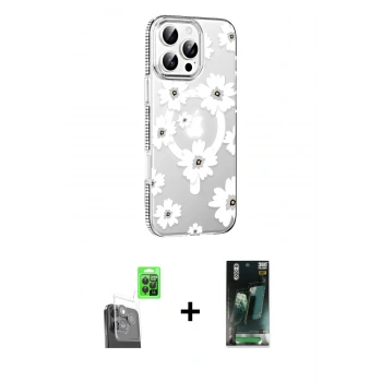 MARSİLYAN™- iPhone 16 Pro Max Kılıf Yörünge Işık Prime - Siyah 360 Mat Full Body Arka Koruyucu + Raze Metal Kamera Lens - SH