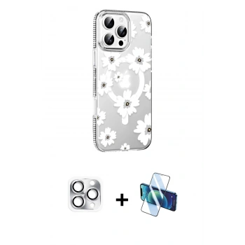MARSİLYAN™- iPhone 16 Pro Max Kılıf Yörünge Işık Prime - Siyah 3D Antistatik Cam Ekran Koruyucu + Pers Alüminyum Kamera Lens - GS