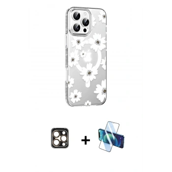 MARSİLYAN™- iPhone 16 Pro Max Kılıf Yörünge Işık Prime - Siyah 3D Antistatik Cam Ekran Koruyucu + PVD Metal Kamera Lens - GD