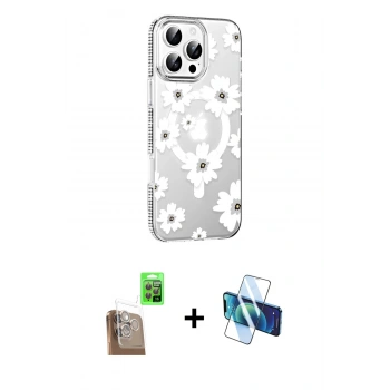MARSİLYAN™- iPhone 16 Pro Max Kılıf Yörünge Işık Prime - Siyah 3D Antistatik Cam Ekran Koruyucu + Raze Metal Kamera Lens - CLTM