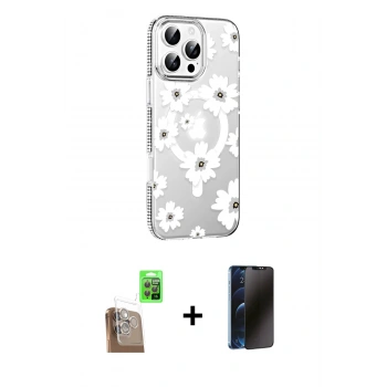 MARSİLYAN™- iPhone 16 Pro Max Kılıf Yörünge Işık Prime - Siyah 3D Antistatik Hayalet Cam Ekran Koruyucu + Raze Metal Kamera Lens - CLTM