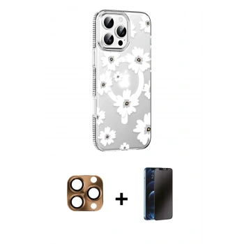MARSİLYAN™- iPhone 16 Pro Max Kılıf Yörünge Işık Prime - Siyah 3D Antistatik Hayalet Cam Ekran Koruyucu + Pers Alüminyum Kamera Lens - CLTM