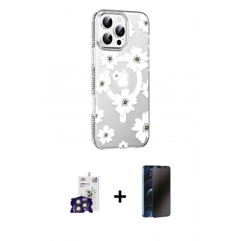 MARSİLYAN™- iPhone 16 Pro Max Kılıf Yörünge Işık Prime - Siyah 3D Antistatik Hayalet Cam Ekran Koruyucu + Bilvis Titan Kamera Lens - TMGI