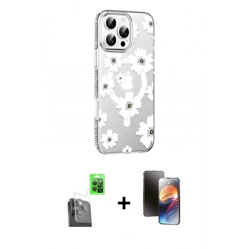 MARSİLYAN™- iPhone 16 Pro Max Kılıf Yörünge Işık Prime - Siyah 3D Antistatik Mat Seramik Nano Ekran Koruyucu + Raze Metal Kamera Lens - SH