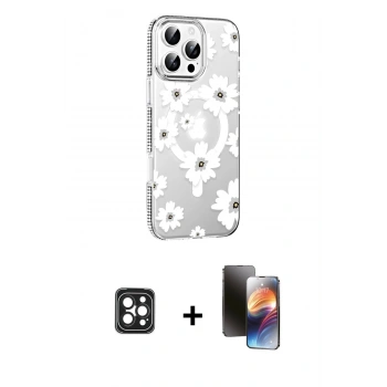 MARSİLYAN™- iPhone 16 Pro Max Kılıf Yörünge Işık Prime - Siyah 3D Antistatik Mat Seramik Nano Ekran Koruyucu + PVD Metal Kamera Lens - SH