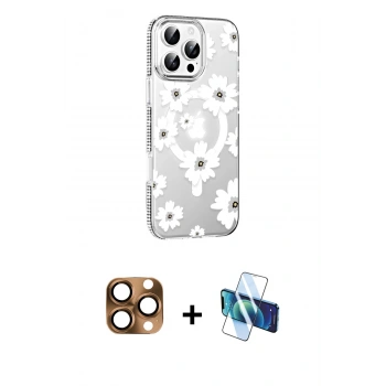 MARSİLYAN™- iPhone 16 Pro Max Kılıf Yörünge Işık Prime - Siyah 3D Antistatik Seramik Nano Ekran Koruyucu + Pers Alüminyum Kamera Lens - CLTM
