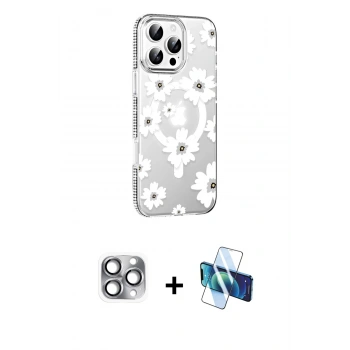 MARSİLYAN™- iPhone 16 Pro Max Kılıf Yörünge Işık Prime - Siyah 3D Antistatik Seramik Nano Ekran Koruyucu + Pers Alüminyum Kamera Lens - GI