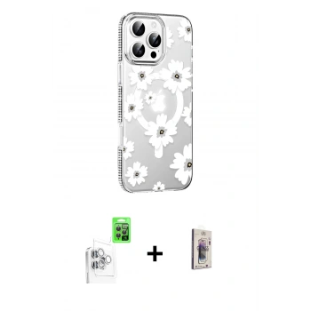 MARSİLYAN™- iPhone 16 Pro Max Kılıf Yörünge Işık Prime - Siyah Bilvis 3D Cam Ekran Koruyucu + Raze Metal Kamera Lens - BZ