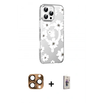 MARSİLYAN™- iPhone 16 Pro Max Kılıf Yörünge Işık Prime - Siyah Bilvis 3D Cam Ekran Koruyucu + Pers Alüminyum Kamera Lens - CLTM