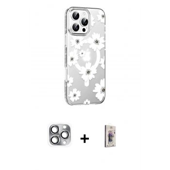 MARSİLYAN™- iPhone 16 Pro Max Kılıf Yörünge Işık Prime - Siyah Bilvis 3D Cam Ekran Koruyucu + Pers Alüminyum Kamera Lens - GI