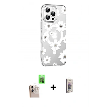 MARSİLYAN™- iPhone 16 Pro Max Kılıf Yörünge Işık Prime - Siyah Bilvis 3D Cam Ekran Koruyucu + Raze Metal Kamera Lens - NLGY