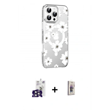 MARSİLYAN™- iPhone 16 Pro Max Kılıf Yörünge Işık Prime - Siyah Bilvis 3D Cam Ekran Koruyucu + Bilvis Titan Kamera Lens - TMGI