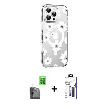 MARSİLYAN™- iPhone 16 Pro Max Kılıf Yörünge Işık Prime - Siyah Bilvis 3X AR Hayalet Cam Ekran Koruyucu + Raze Metal Kamera Lens - SH