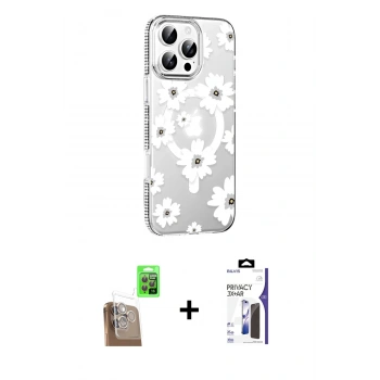 MARSİLYAN™- iPhone 16 Pro Max Kılıf Yörünge Işık Prime - Siyah Bilvis 3X AR Hayalet Cam Ekran Koruyucu + Raze Metal Kamera Lens - CLTM
