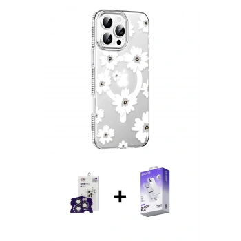 MARSİLYAN™- iPhone 16 Pro Max Kılıf Yörünge Işık Prime - Siyah Bilvis 5in1 3D Magic Cam Ekran Koruyucu + Bilvis Titan Kamera Lens - TMGI