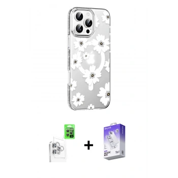 MARSİLYAN™- iPhone 16 Pro Max Kılıf Yörünge Işık Prime - Siyah Bilvis 5in1 3D Magic Cam Ekran Koruyucu + Raze Metal Kamera Lens - BZ