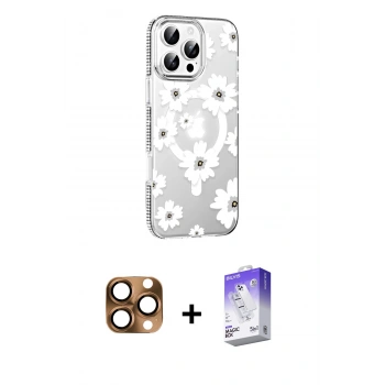 MARSİLYAN™- iPhone 16 Pro Max Kılıf Yörünge Işık Prime - Siyah Bilvis 5in1 3D Magic Cam Ekran Koruyucu + Pers Alüminyum Kamera Lens - CLTM