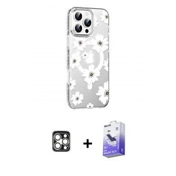 MARSİLYAN™- iPhone 16 Pro Max Kılıf Yörünge Işık Prime - Siyah Bilvis 5in1 5D Magic Hayalet Cam Ekran Koruyucu + PVD Metal Kamera Lens - GS