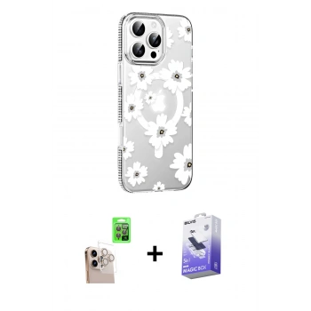 MARSİLYAN™- iPhone 16 Pro Max Kılıf Yörünge Işık Prime - Siyah Bilvis 5in1 5D Magic Hayalet Cam Ekran Koruyucu + Raze Metal Kamera Lens - NLGY