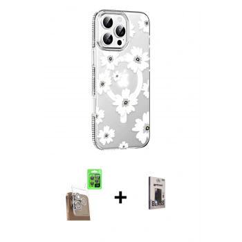 MARSİLYAN™- iPhone 16 Pro Max Kılıf Yörünge Işık Prime - Siyah Bilvis Hayalet Cam Ekran Koruyucu + Raze Metal Kamera Lens - CLTM