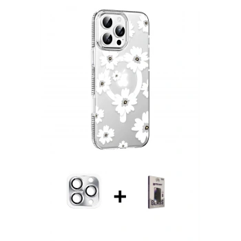 MARSİLYAN™- iPhone 16 Pro Max Kılıf Yörünge Işık Prime - Siyah Bilvis Hayalet Cam Ekran Koruyucu + Pers Alüminyum Kamera Lens - GS