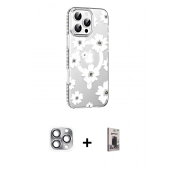 MARSİLYAN™- iPhone 16 Pro Max Kılıf Yörünge Işık Prime - Siyah Bilvis Hayalet Cam Ekran Koruyucu + Pers Alüminyum Kamera Lens - GI