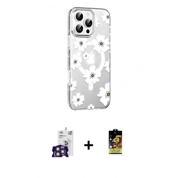 MARSİLYAN™- iPhone 16 Pro Max Kılıf Yörünge Işık Prime - Siyah Buffer Cam Ekran Koruyucu + Bilvis Titan Kamera Lens - TMGI